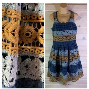 Anthropologie Maeve Dress Sz 6 Crochet Fit Flare